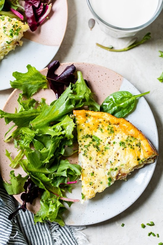 Crustless Quiche Lorraine on a plate.