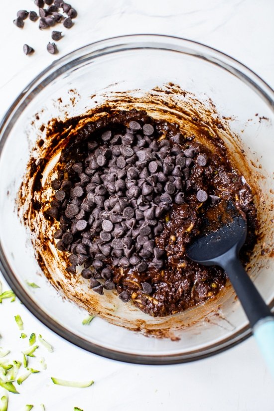 Flourless Zucchini Brownie batter in a bowl