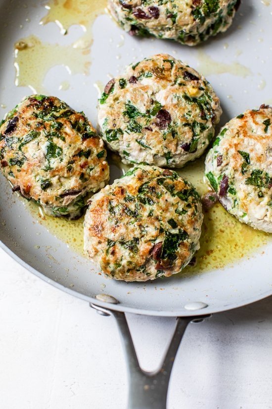 Turket burgers in a skillet