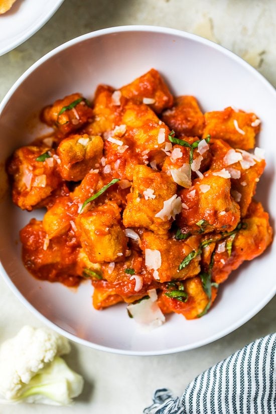 Cauliflower Gnocchi in a bowl.