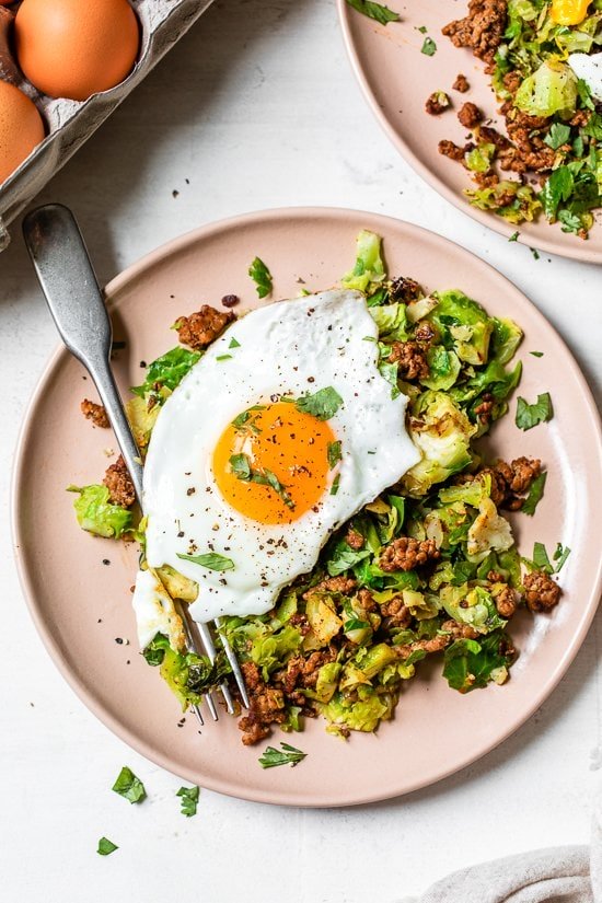 Spicy Pork Brussels Bowls