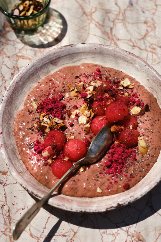 Watermelon Raspberry Breakfast Bowl