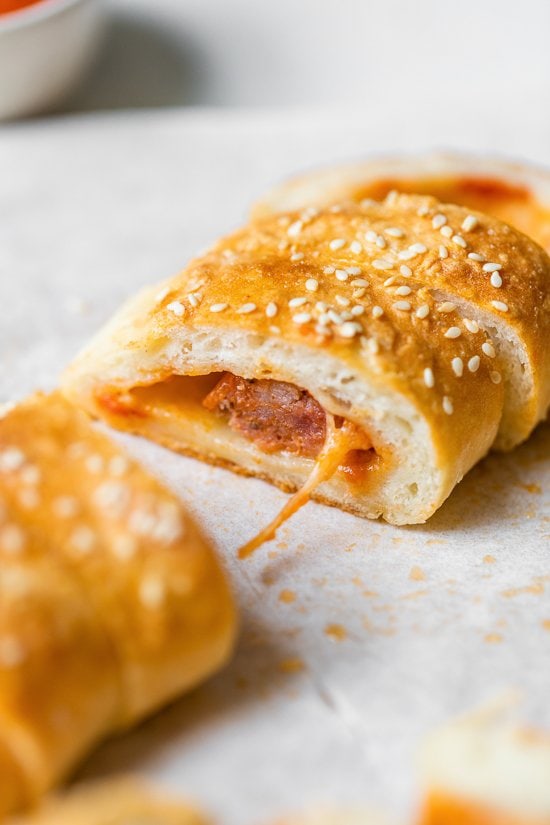 Pizza Sausage Rolls sliced