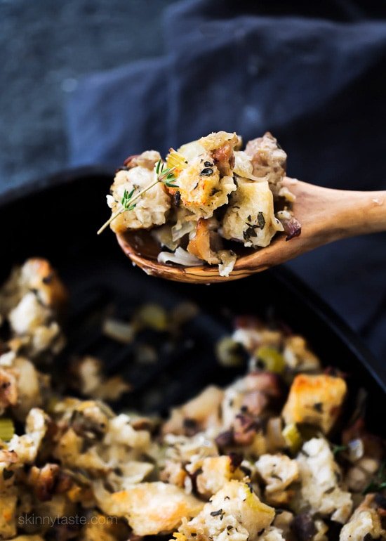 Chicken Sausage and Herb Stuffing – this is the best Thanksgiving stuffing recipe!