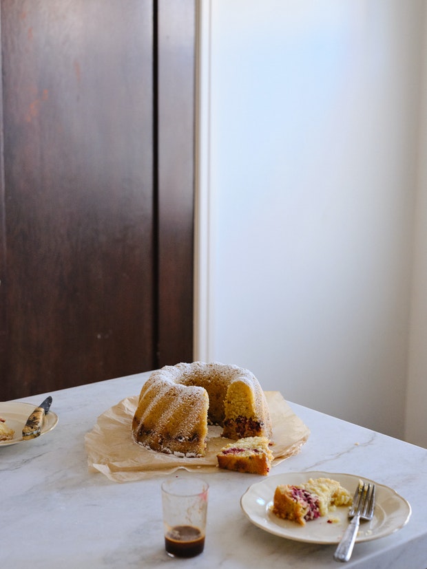 Coconut Rum Cake in Kitchen